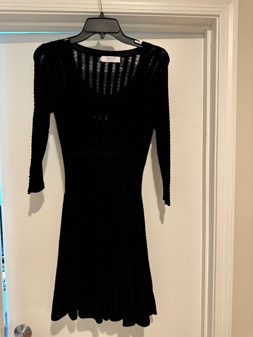 Black Fit & Flare Long Sleeve lace knit dress